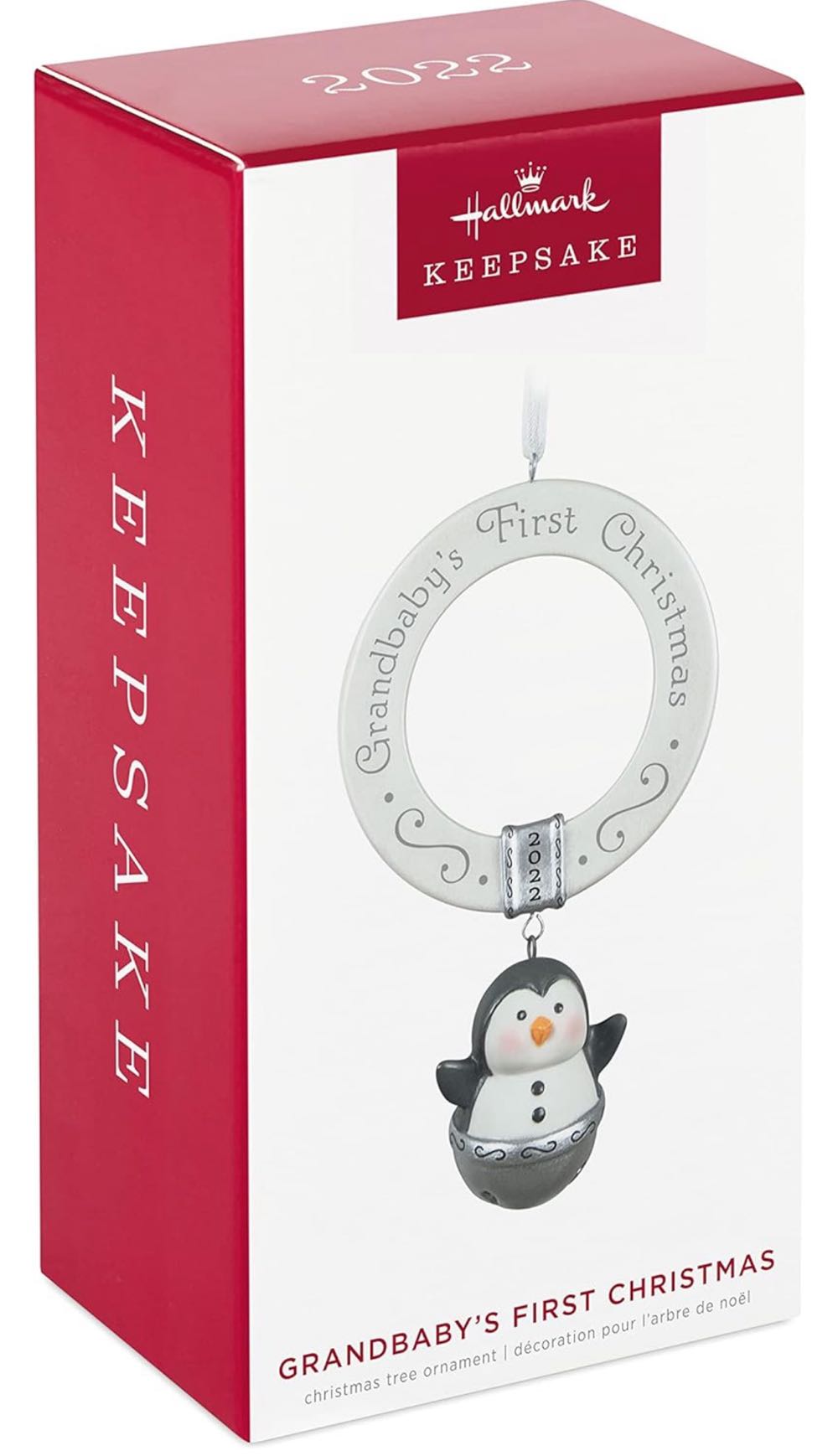 Hallmark Keepsake Christmas Ornament Year-dated Grandbaby’s First Christmas Penguin Bell Porcelain  ornament collectible [Barcode 763795732036] - Main Image 2