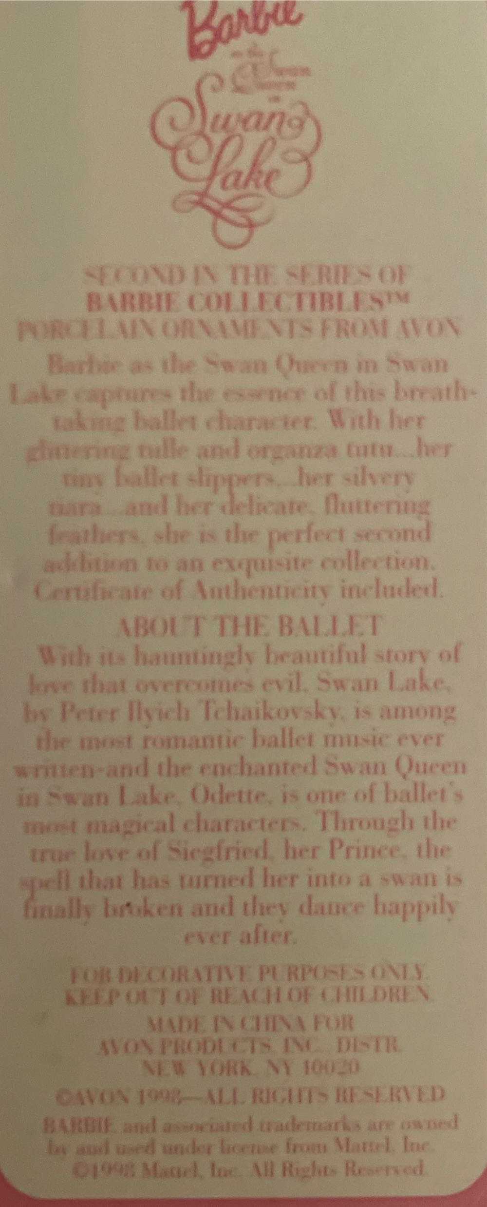 Barbie as the swan queen in swan lake  (Christmas Tree Ornament) ornament collectible - Main Image 2