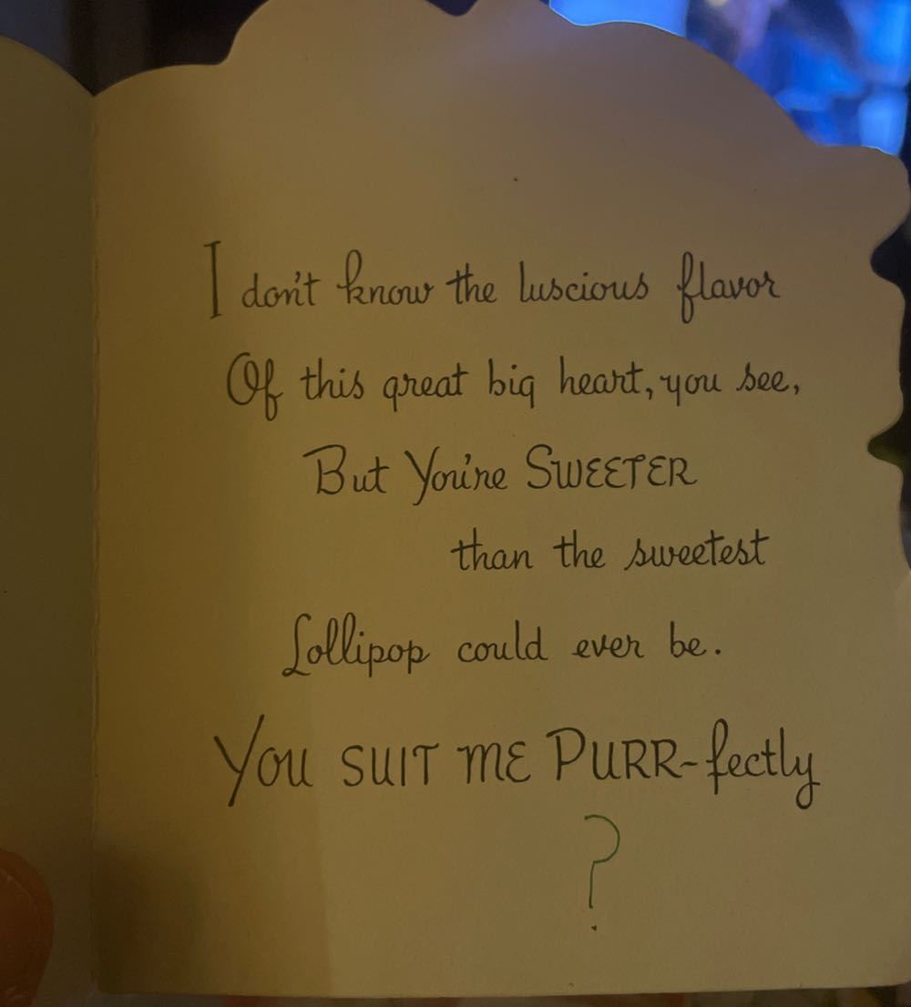 Whitman - Valentine - Single Fold - Cat With Heart On Stick On Stick - 2-5-0-369A - Single Fold (Valentine) ornament collectible - Main Image 2