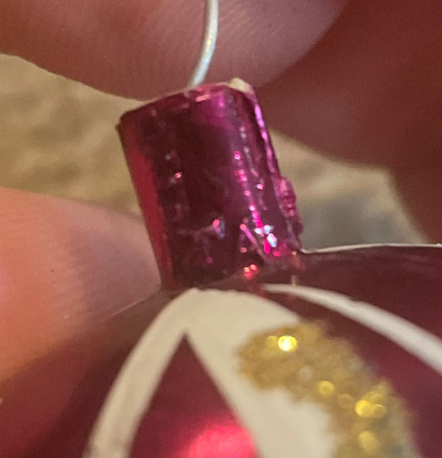 Shiny Brite - Poloron - Round - Unbreakable - Lines - Purple, White, Gold Glitter - Unbreakable (Round) ornament collectible - Main Image 3