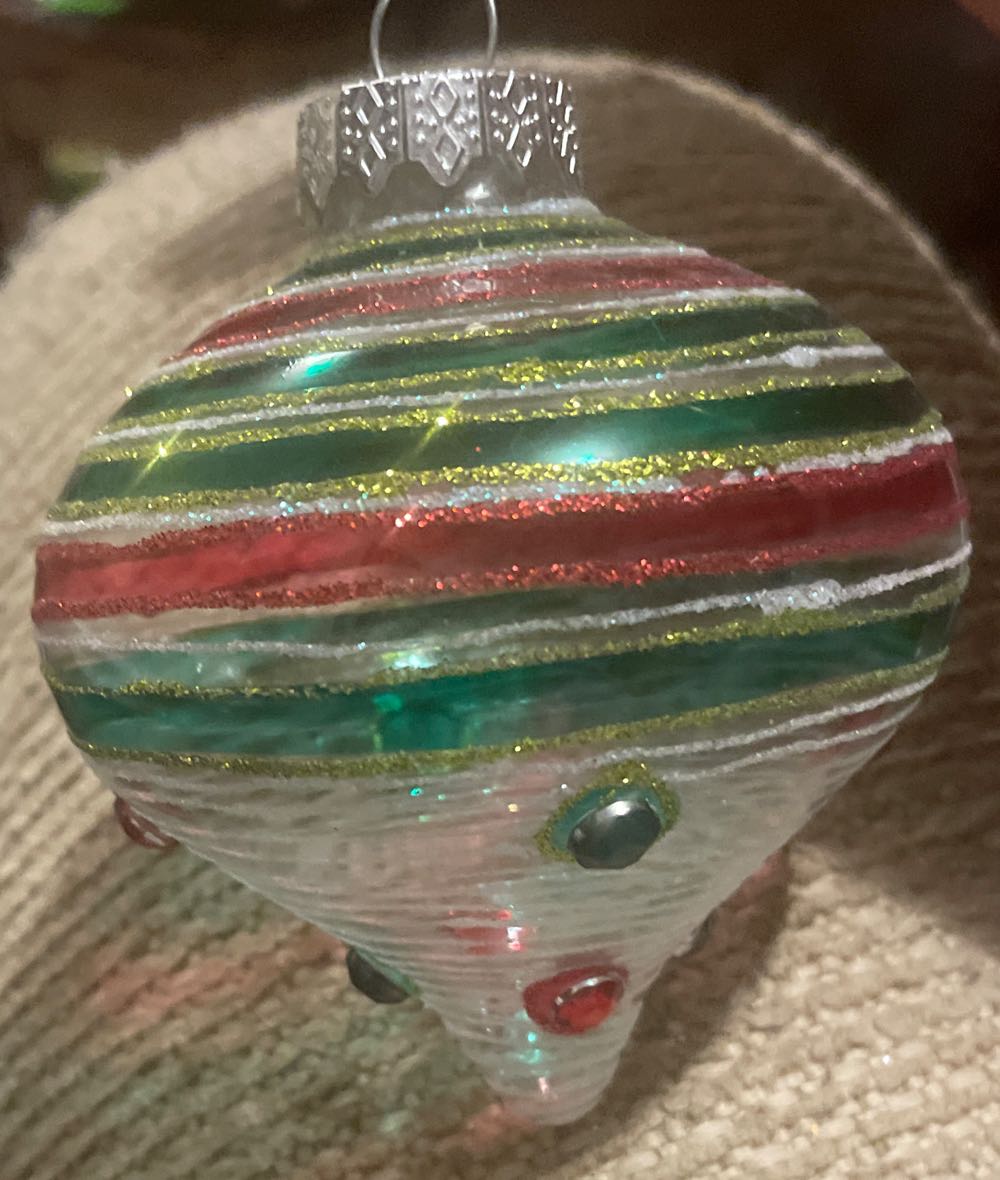 Mark Roberts - Teardrop - Red, Green, Silver - Stripes (Teardrop) ornament collectible - Main Image 2