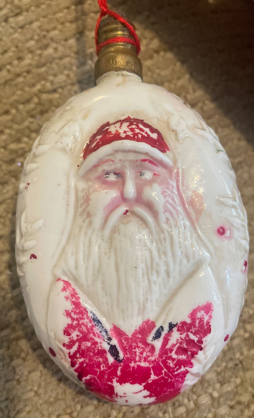 Milk Glass - Figural Bulb - Santa Scene - Light Bulb (Figural) ornament collectible - Main Image 2