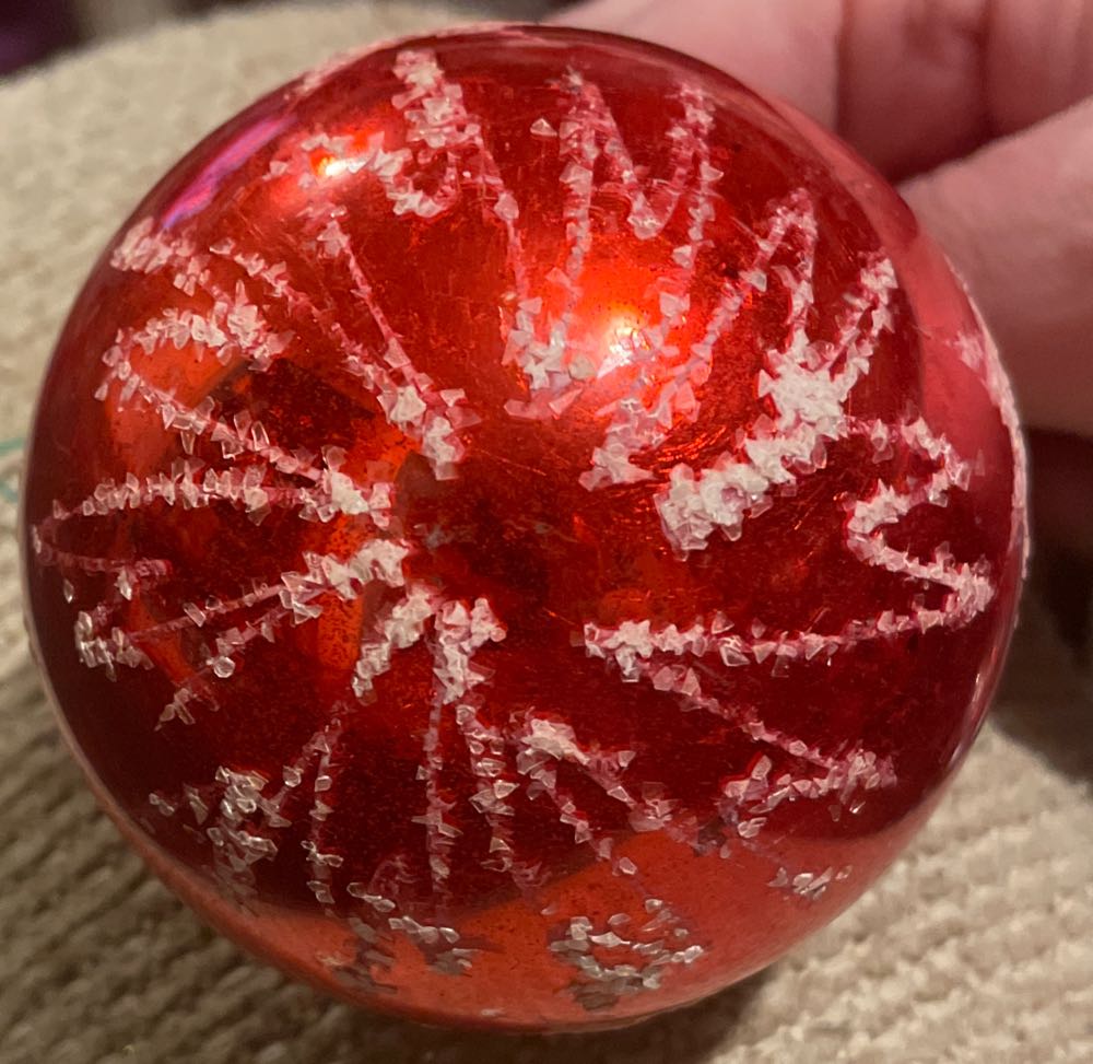 Shiny Brite - Round - Mica - Stars & Swirls - Red - Stars & Swirls (Round) ornament collectible - Main Image 2