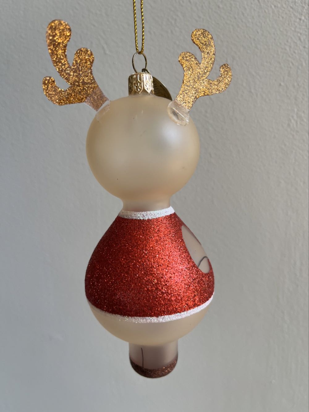 Frosted Reindeer with gold glitter antlers  ornament collectible - Main Image 2