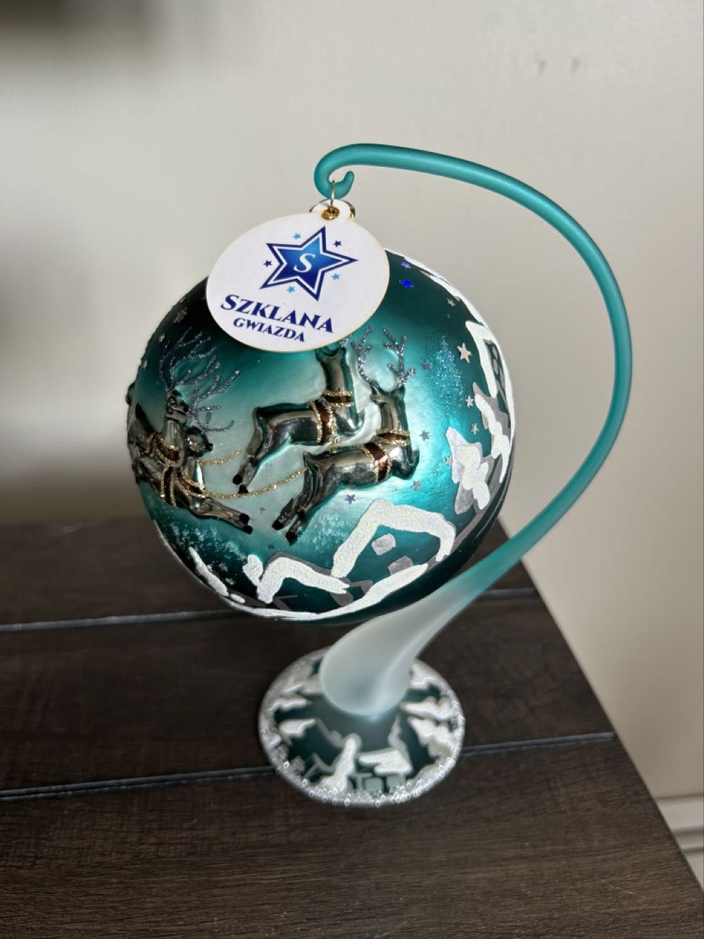 Blue Bom Santa & Reindeer Bauble With Stand  (Christmas Ornament) ornament collectible - Main Image 2
