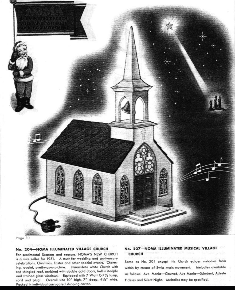 Noma - Illuminated Plastic Church - #204 - Church (Putz Village) ornament collectible - Main Image 2
