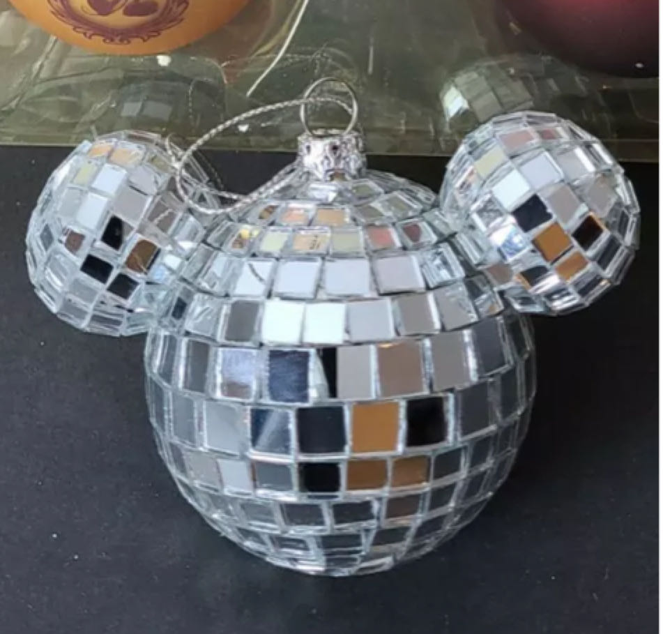 DISNEY PARK MICKEY EARS GLASS BALL CHRISTMAS ORNAMENTS MIRROR  ornament collectible - Main Image 1
