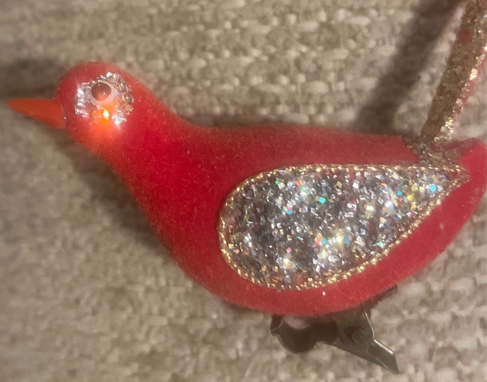 Bird - Clip On - Red - Glitter - Bird (Clip On) ornament collectible - Main Image 2