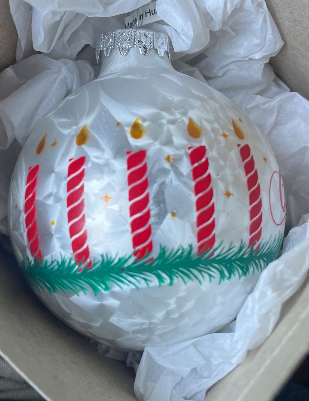 Bronner’s - Round - White - Merry Christmas, Greens & Candles - Merry Christmas (Round) ornament collectible - Main Image 2