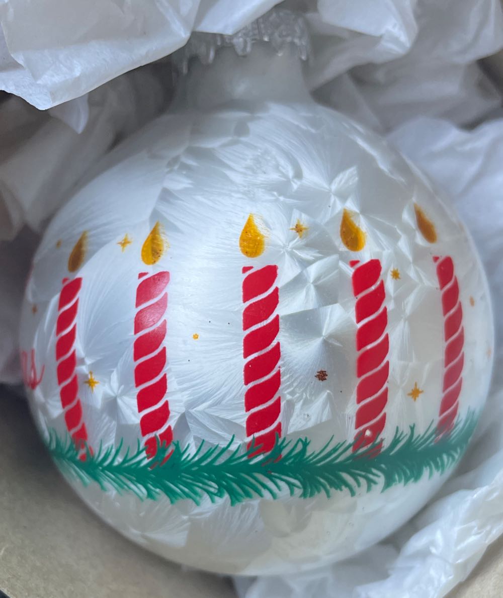 Bronner’s - Round - White - Merry Christmas, Greens & Candles - Merry Christmas (Round) ornament collectible - Main Image 3