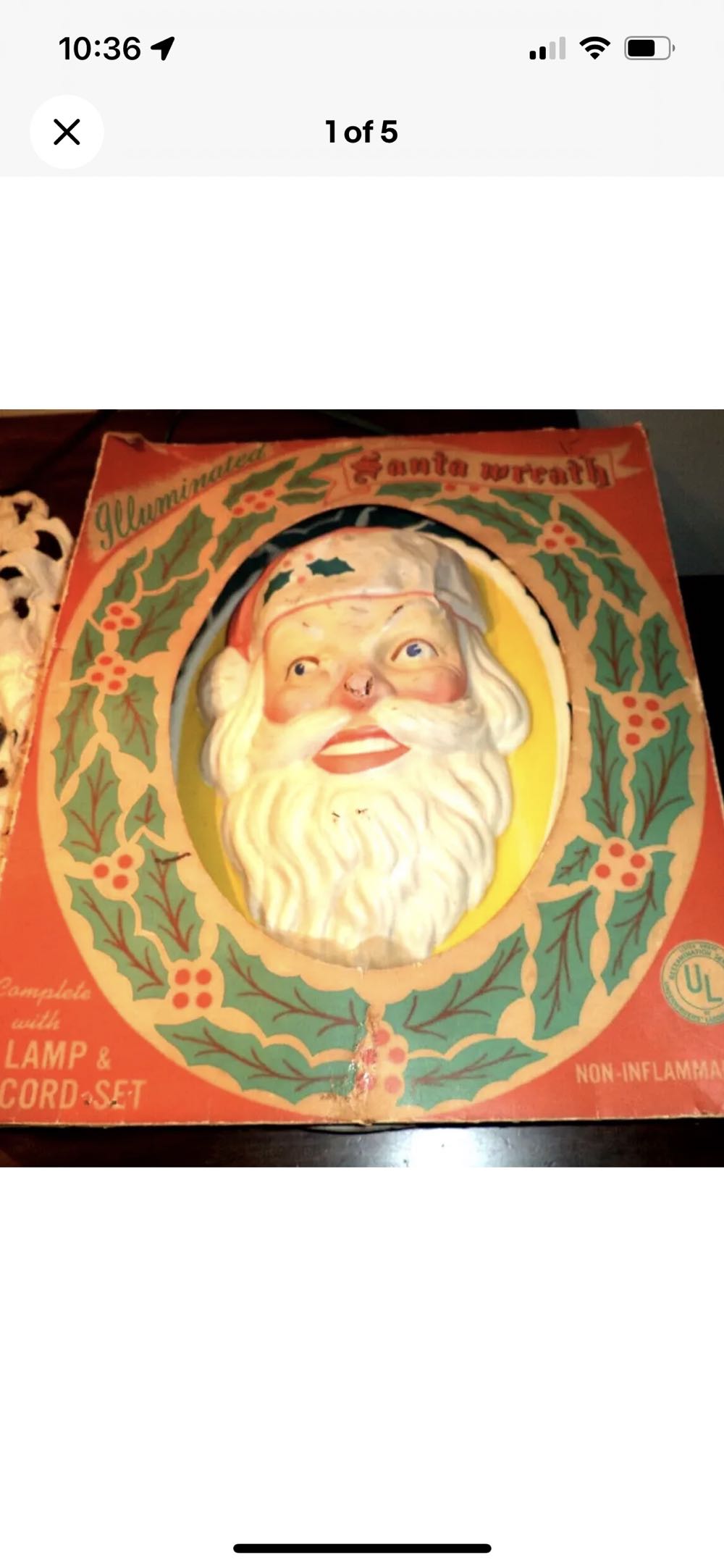 Santa Face In Wreath  ornament collectible - Main Image 1