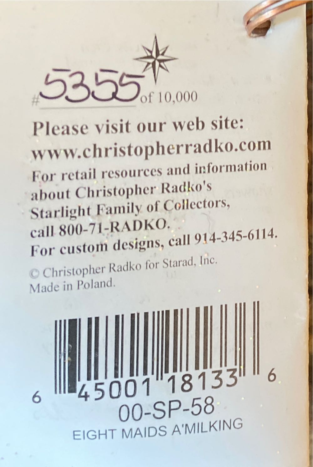 12 Days Of Christmas: 8 Eight Maids A Milking  (The 12 Days Of Christmas) ornament collectible - Main Image 3