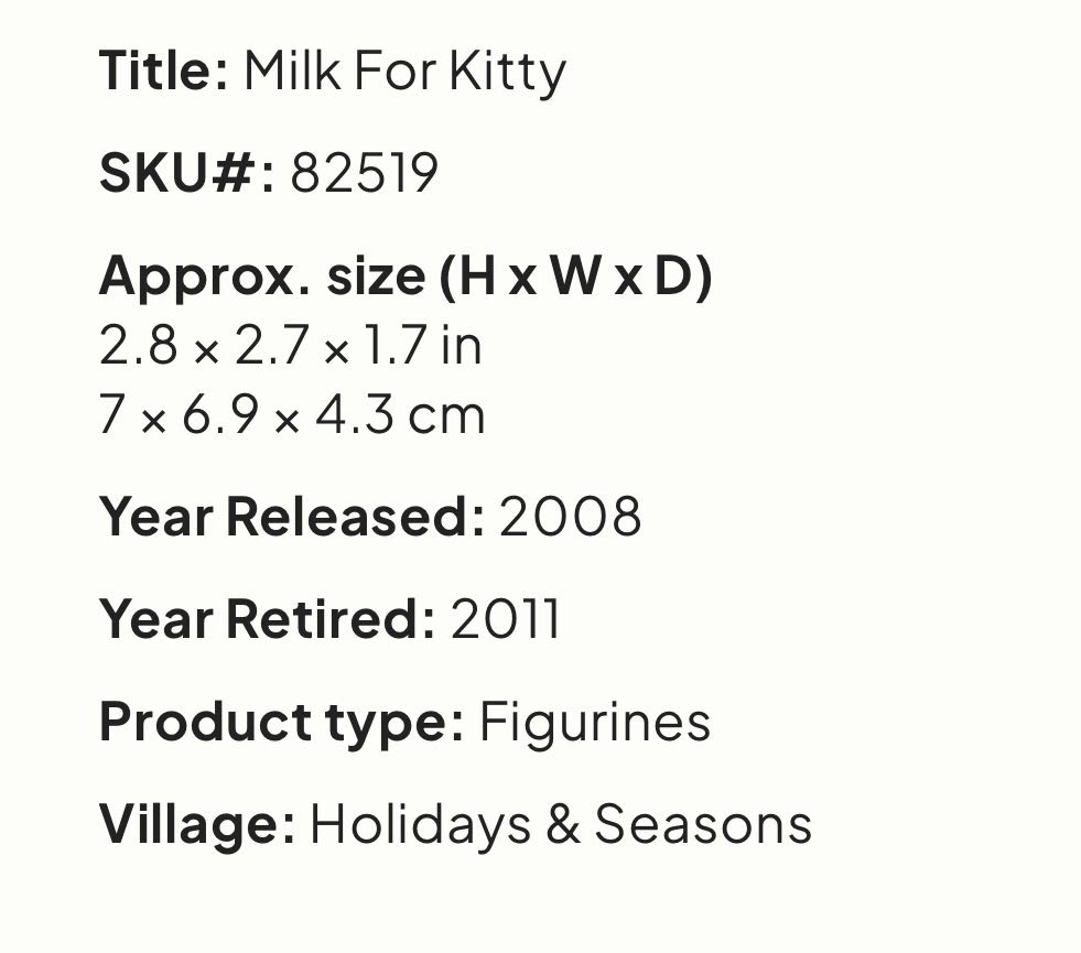 Milk For Kitty #82519 - Caddington (Figurines) ornament collectible - Main Image 2