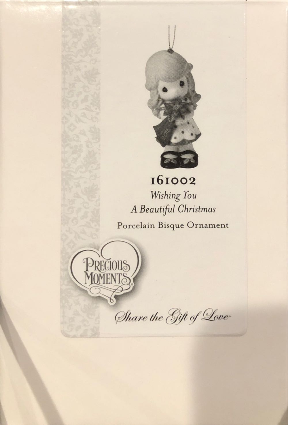 Precious Moments Wishing You A Beautiful Christmas” Dated Bisque Porcelain Ornament 161002  ornament collectible [Barcode 875555034868] - Main Image 2