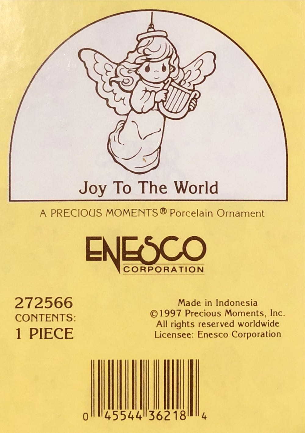 Enesco Precious Moments Joy To The World #272566 Christmas Angel Vintage Tree 272566 Harp World”  ornament collectible [Barcode 045544362184] - Main Image 2