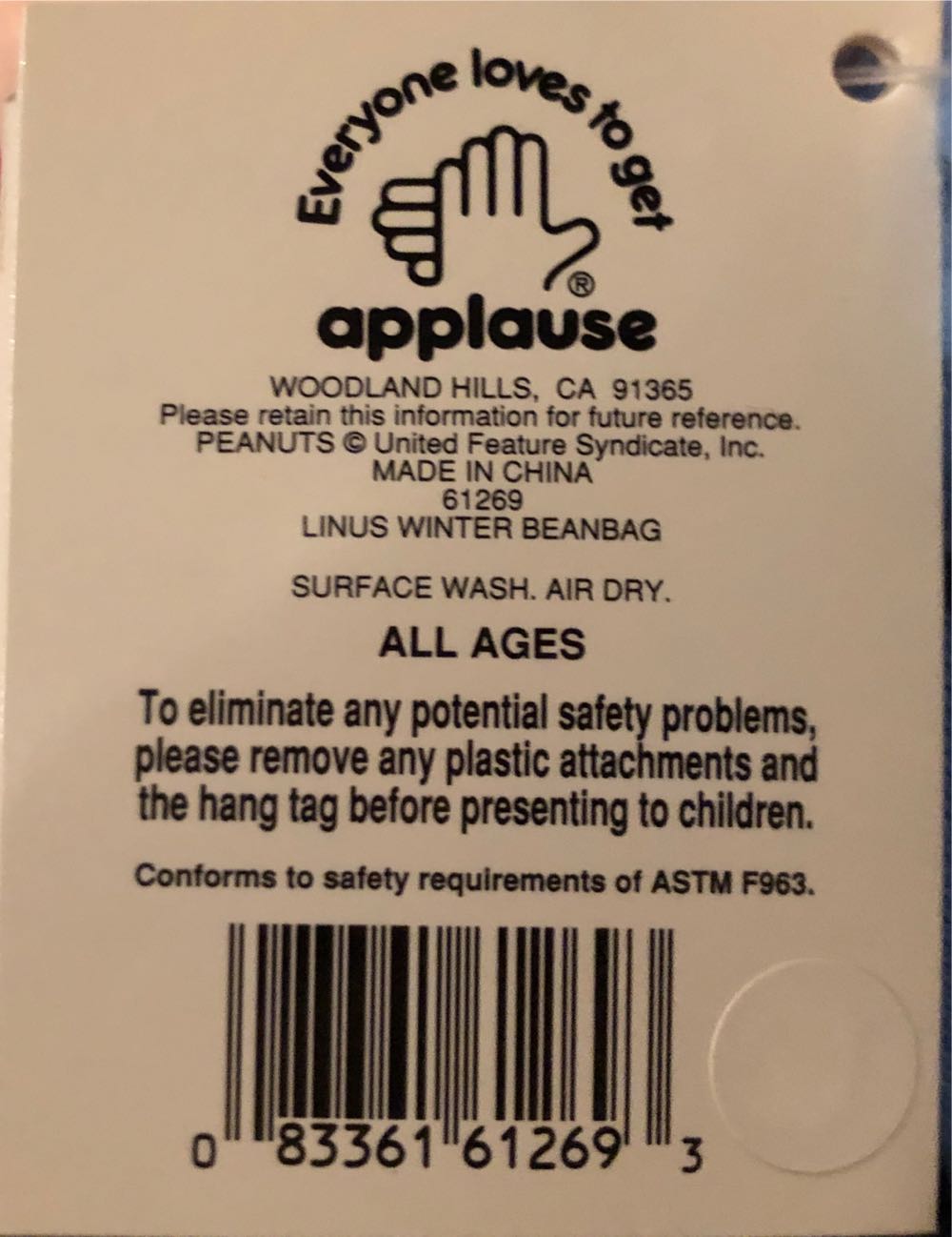 Peanuts Special Edition Kohls Linus Winter Beanbag Applause 8” Christmas  ornament collectible [Barcode 083361612693] - Main Image 4