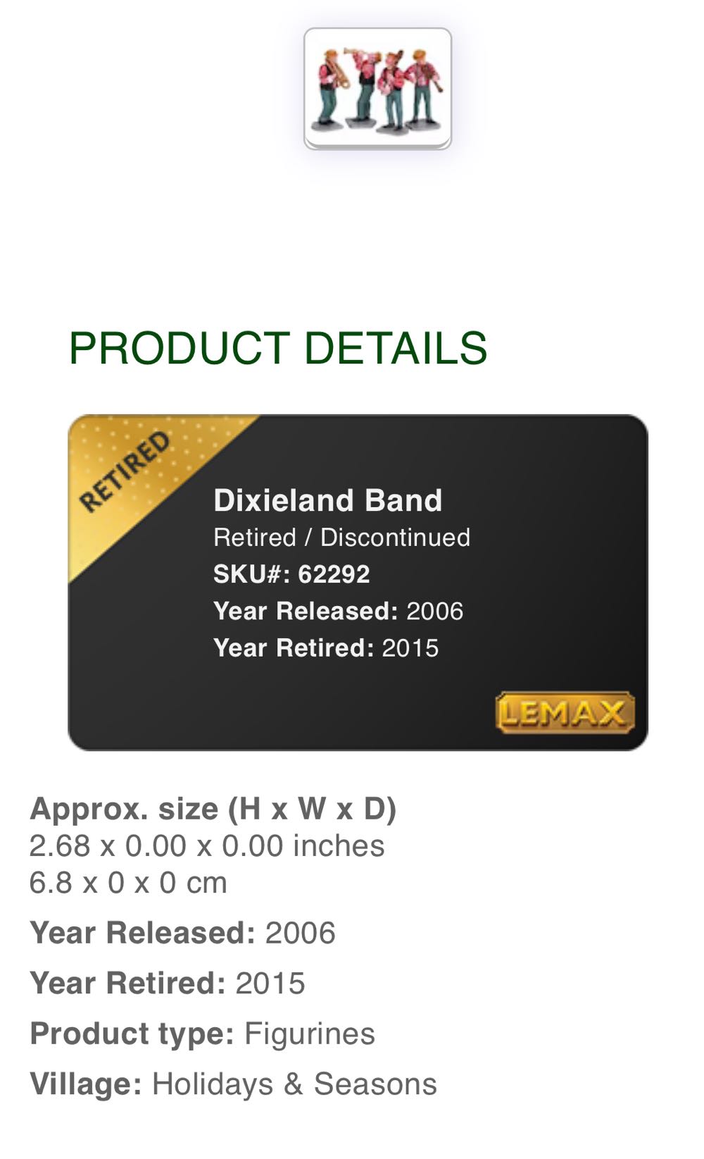 Dixieland Band #62292 - General Products (Figurines) ornament collectible - Main Image 2