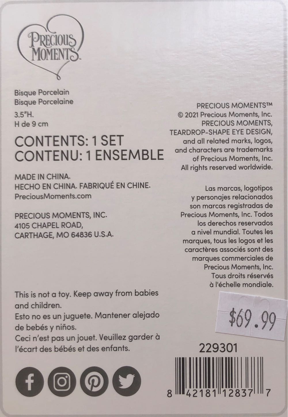 Precious Moments Little Drummer Boy And Donkey Figurines Set Of 2  (Precious Moments) ornament collectible [Barcode 842181128377] - Main Image 3