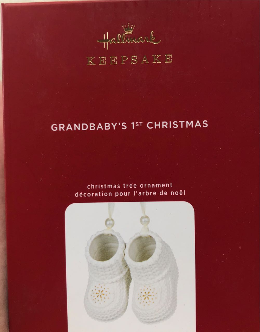 Hallmark Keepsake Ornament Year-dated Grandbaby’s First Christmas Booties Porcelain  ornament collectible [Barcode 763795598434] - Main Image 2