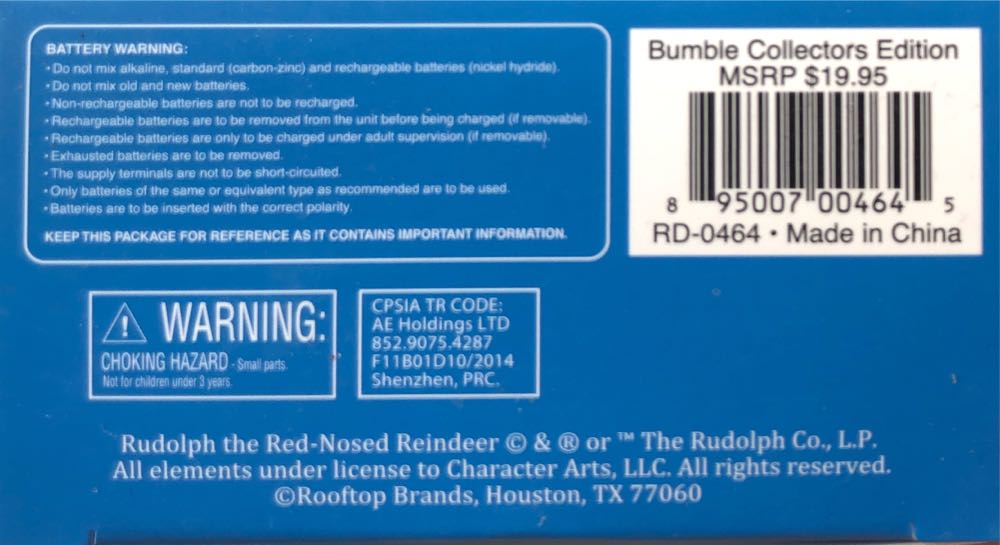Bumble - Rudolph 50th Anniversary  ornament collectible [Barcode 895007004645] - Main Image 3