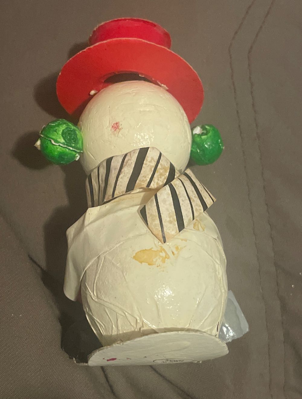 Paper Mache - Snowman With Pail - Snowman (Paper Mache) ornament collectible - Main Image 2