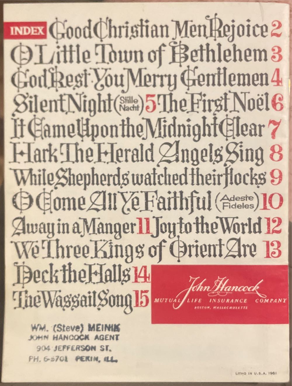 Promotional - 1961 - John Hancock - Christmas Carols - Christmas Carols (Promotional Product) ornament collectible - Main Image 2