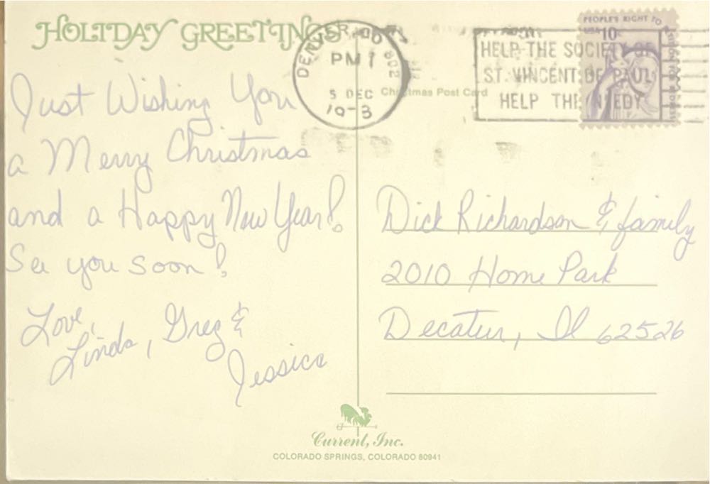 Current - Christmas - Postcard - Girl & Deer - Christmas (Christmas Card) ornament collectible - Main Image 2