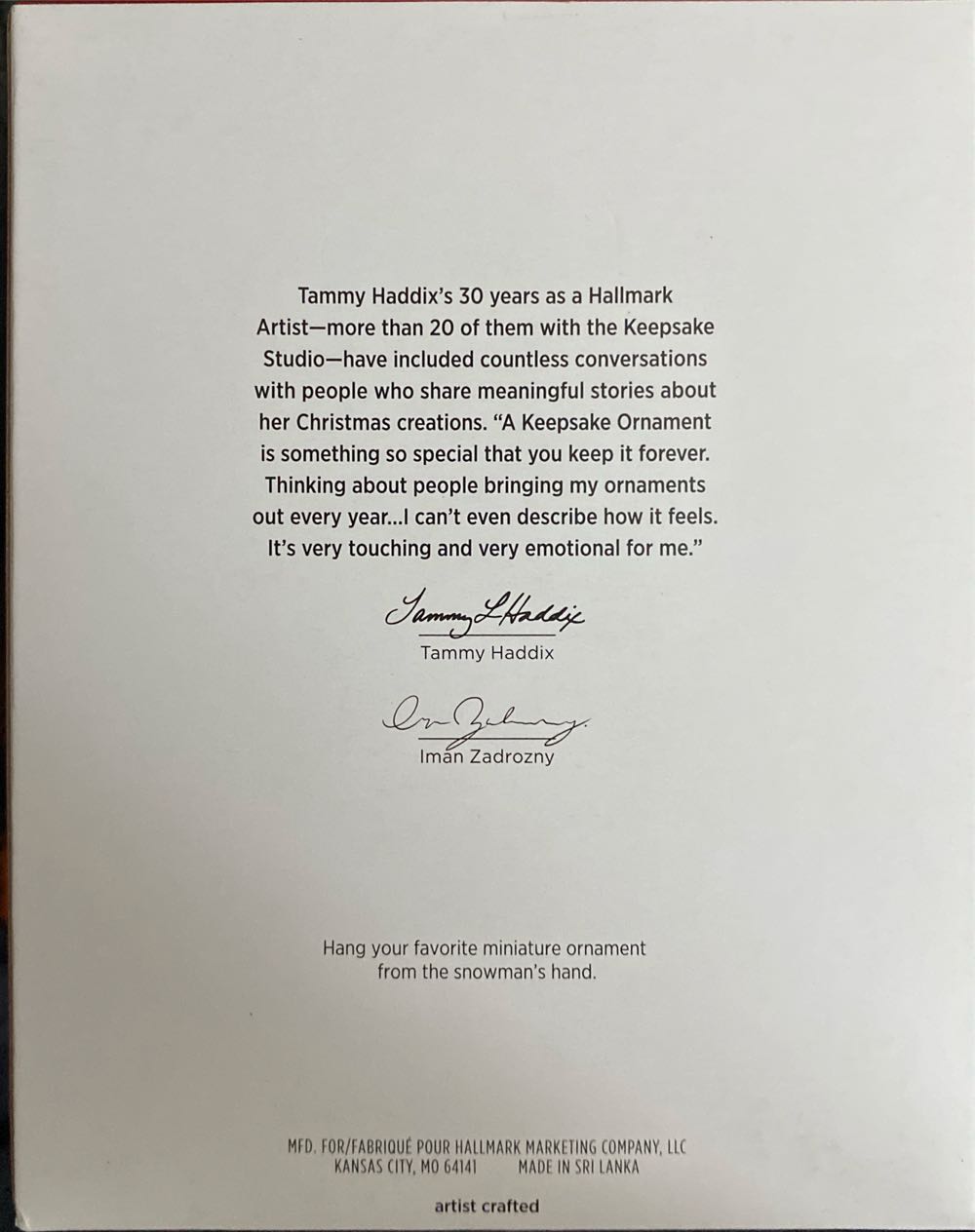 Sweet Snowman - Snowman (Snowman) ornament collectible [Barcode 763795829408] - Main Image 2