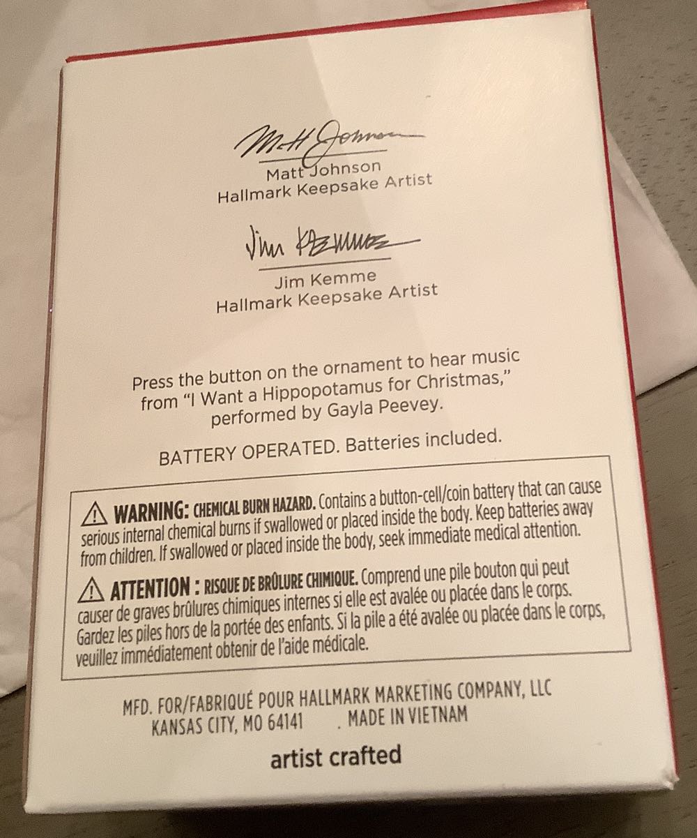 I Want A Hippopotamus For Christmas - I Want A Hippopotamus For Christmas (Animal - Hippo) ornament collectible [Barcode 763795810802] - Main Image 4