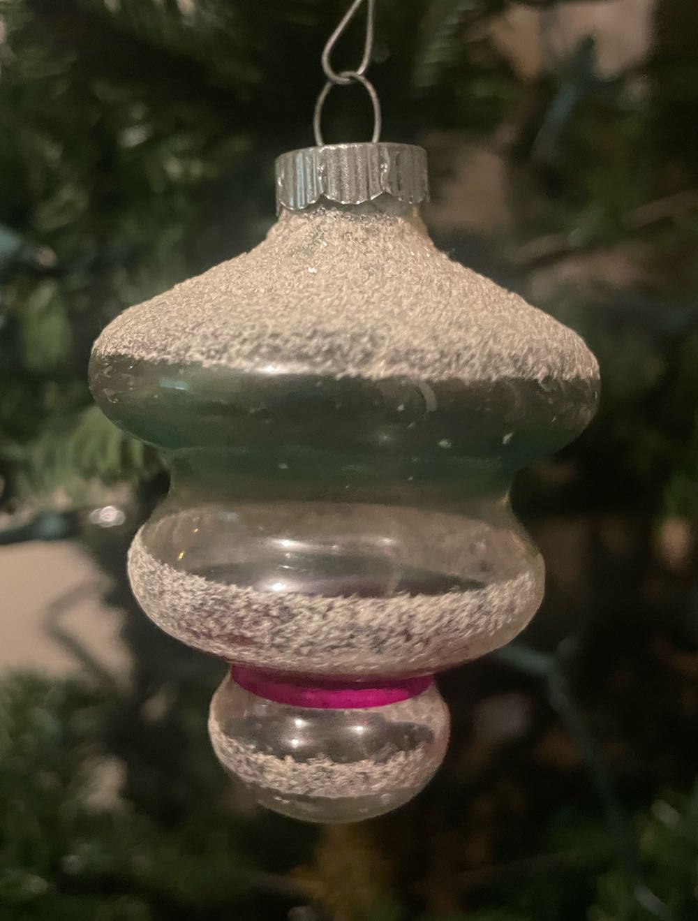 Shiny Brite - Mushroom - Unsilvered - Frosted Rim - Green, Red - Unsilvered (Mushroom) ornament collectible - Main Image 1