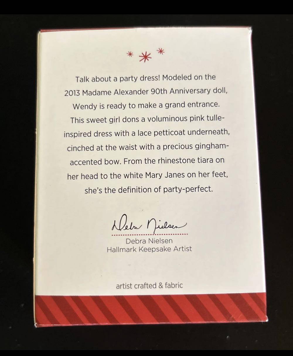 Wendy Celebrates Madame’s 90th Anniversary - Madame Alexander (#19 Madame Alexander Series) ornament collectible - Main Image 2