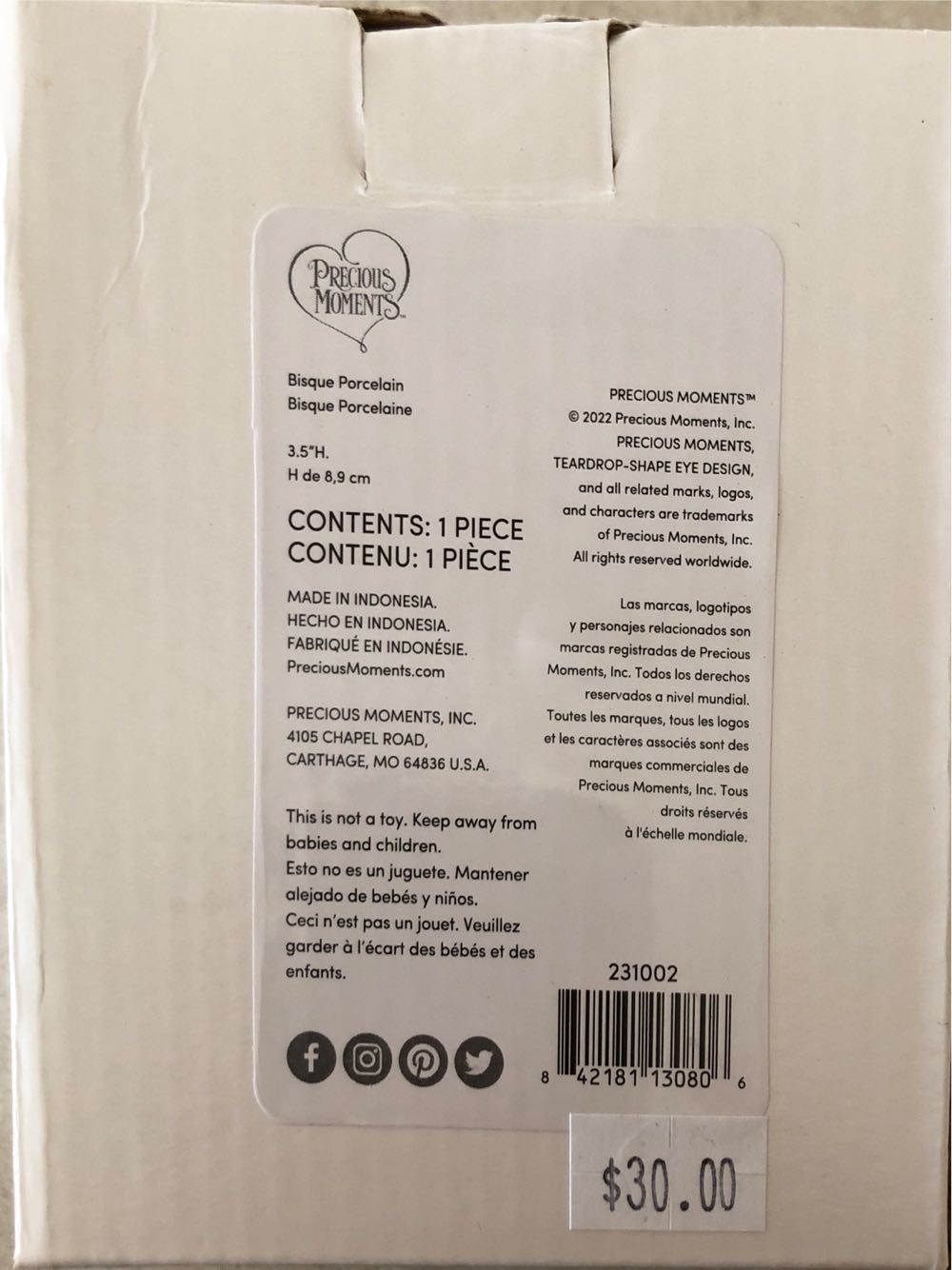 Precious Moments 231002 Sweet Christmas Wishes Dated Girl Bisque Porcelain Ornament  ornament collectible [Barcode 842181130806] - Main Image 3