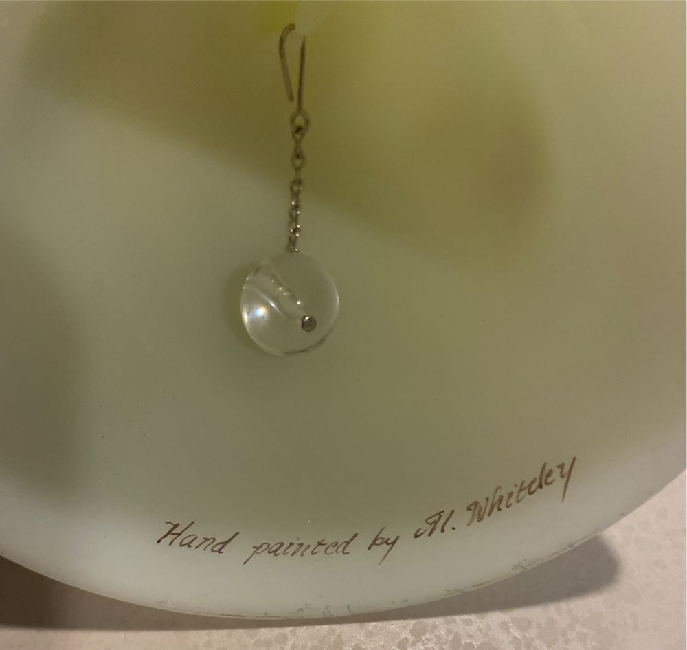 Fenton Bell With White Flowers Custard  ornament collectible - Main Image 2