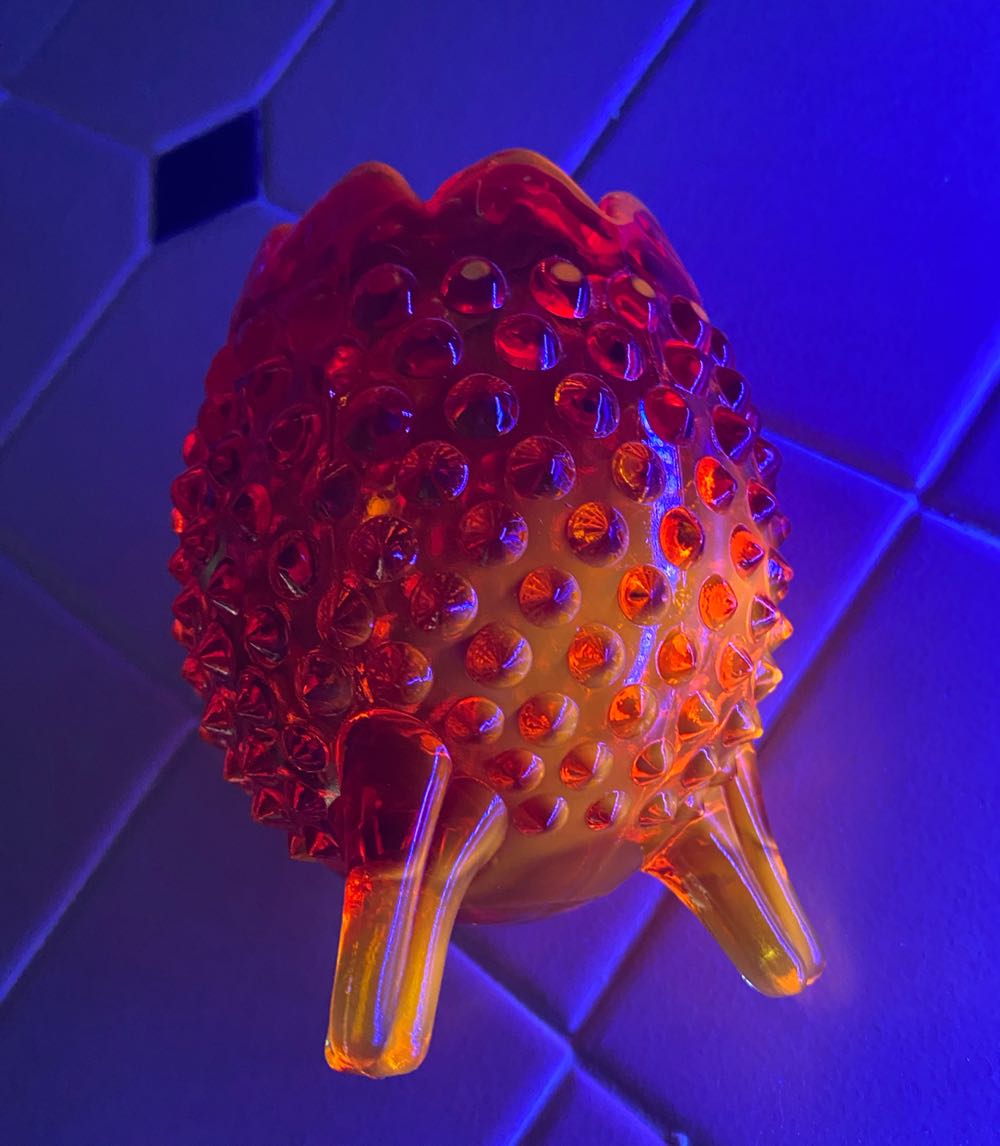 Fenton Amberina Hobnail Rose Bowl  ornament collectible - Main Image 3