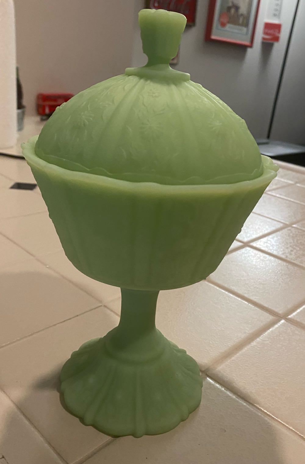 Fenton Jadeite Green Glass Compote Candy Dish  ornament collectible - Main Image 2