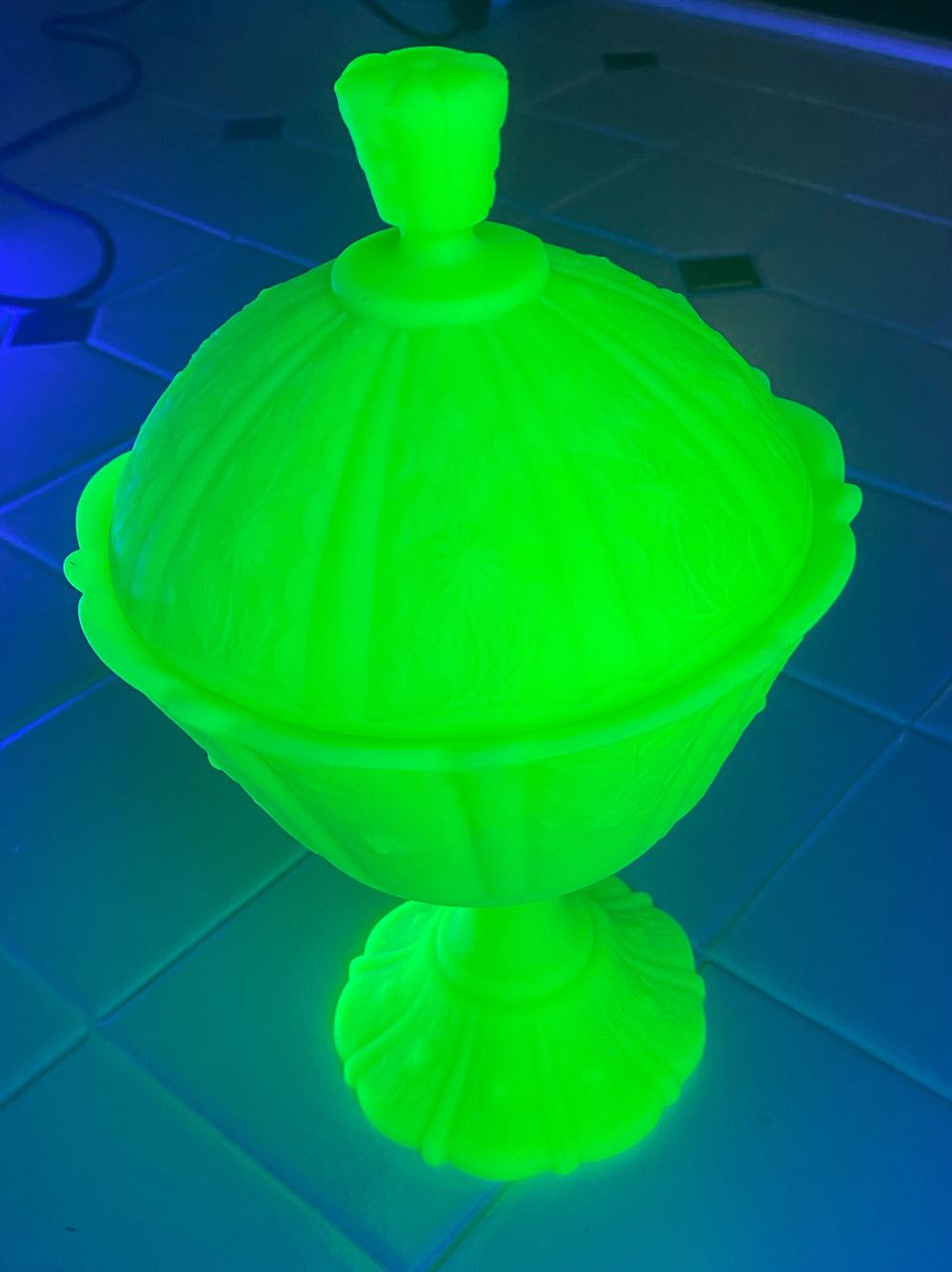 Fenton Jadeite Green Glass Compote Candy Dish  ornament collectible - Main Image 4