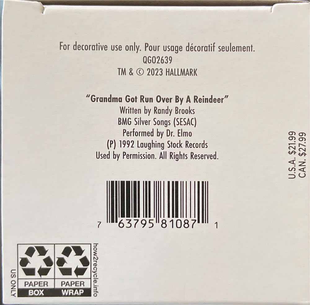 Grandma Got Run Over By A Reindeer - Reindeer (MAGIC, Sound) ornament collectible [Barcode 763795810871] - Main Image 3