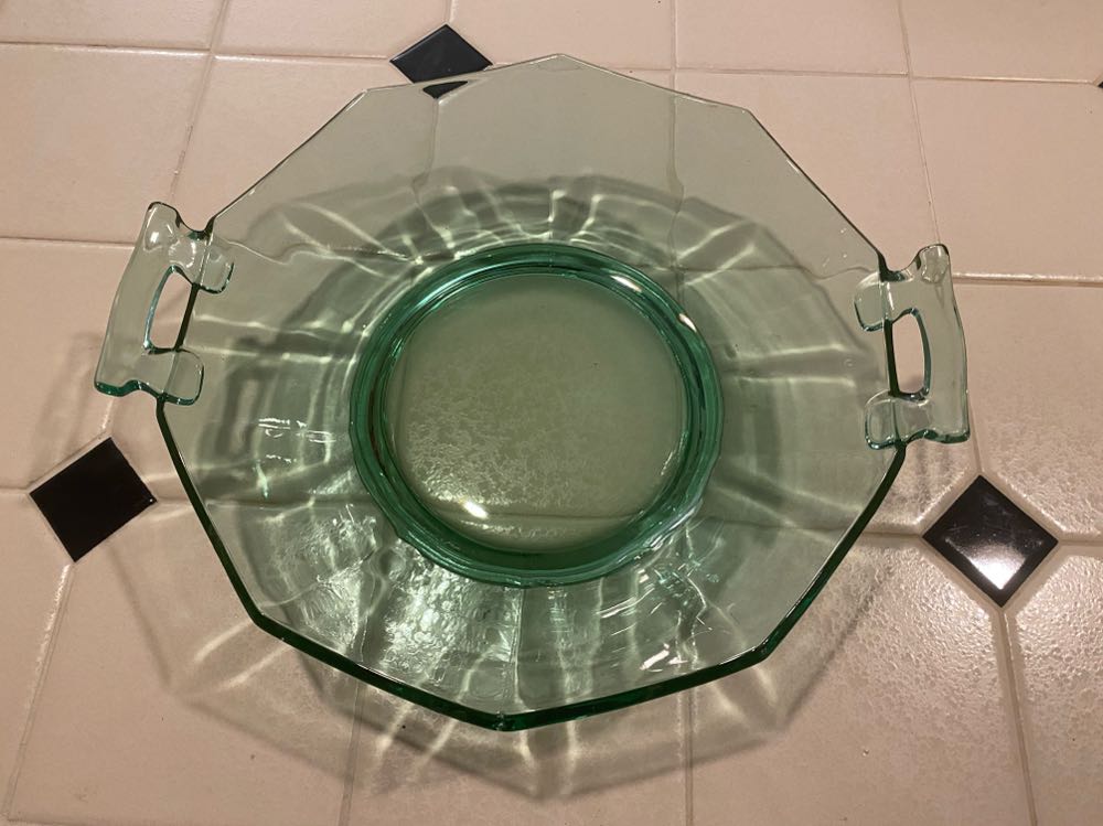 Unk Uranium Glass Green Depression Large Serving Dish  ornament collectible - Main Image 2