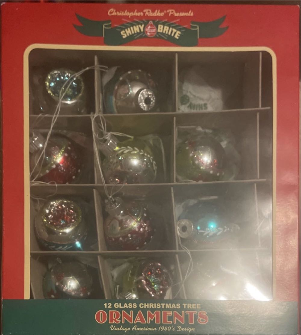 Christopher Radko - Shiny Brite - (Set 2) - Festive Fete - Teardrop - Reflector - Blue, White, Red, Lime Green, Pink - Festive Fete (Teardrop) ornament collectible - Main Image 3