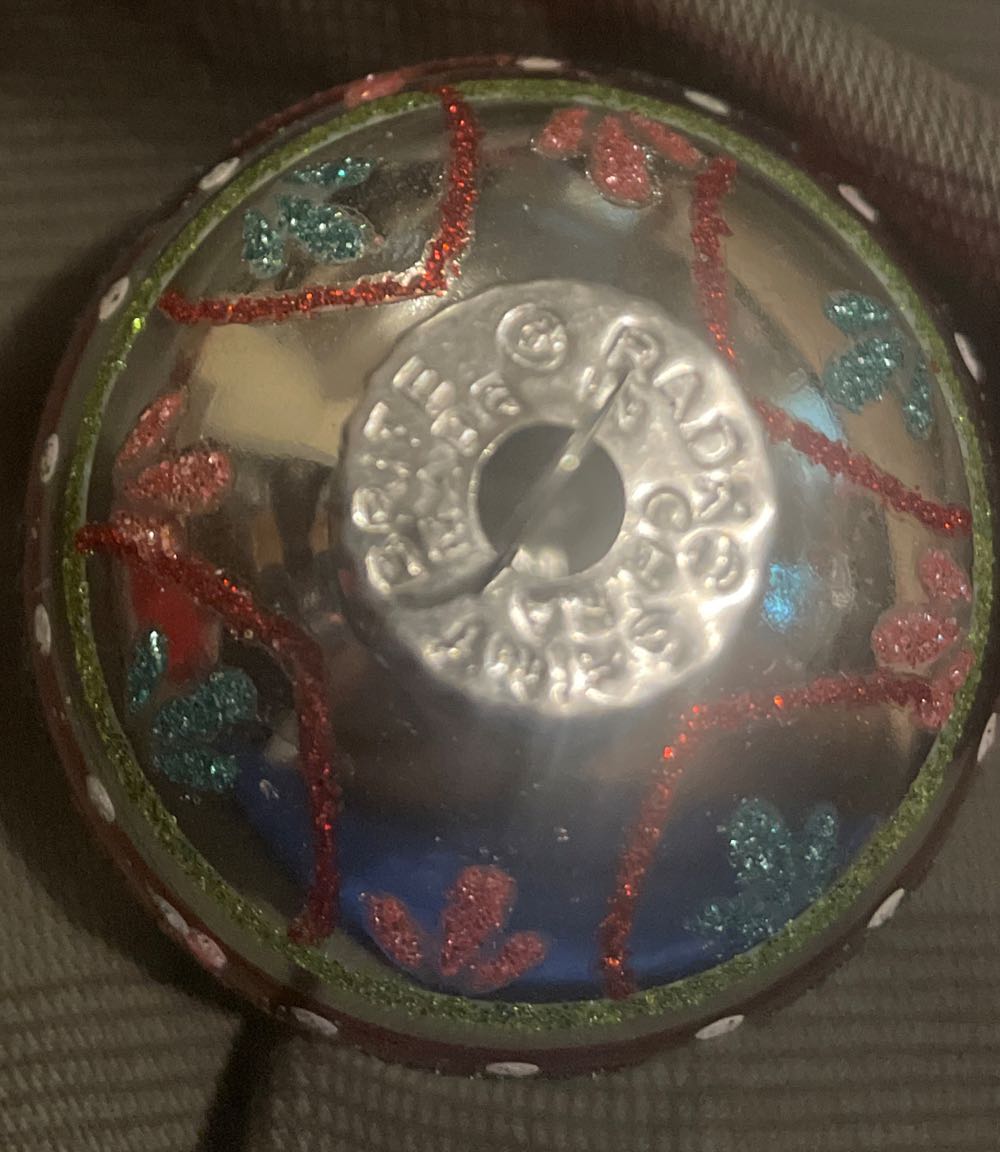 Christopher Radko - Shiny Brite - (Set 2) - Festive Fete - Round - Stencil - Flower - Red, Blue. Green, White, Silver - Festive Fete (Round) ornament collectible - Main Image 3