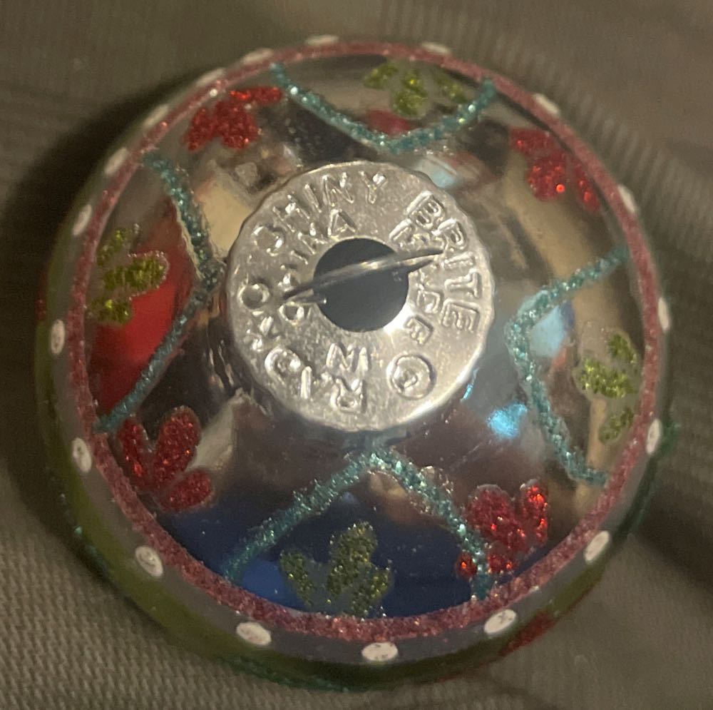 Christopher Radko - Shiny Brite - (Set 2) - Festive Fete - Round - Stencil - Flower - Red, Green, White, Silver, Blue, Lime Green - Festive Fete (Round) ornament collectible - Main Image 3