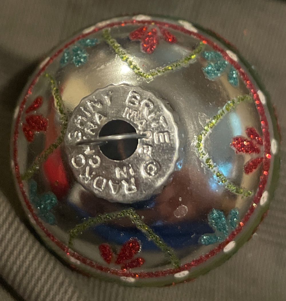 Christopher Radko - Shiny Brite - (Set 2) - Festive Fete - Round - Stencil - Flowers - Red, Blue, White, Lime Green, Pink, Silver - Festive Fete (Round) ornament collectible - Main Image 2