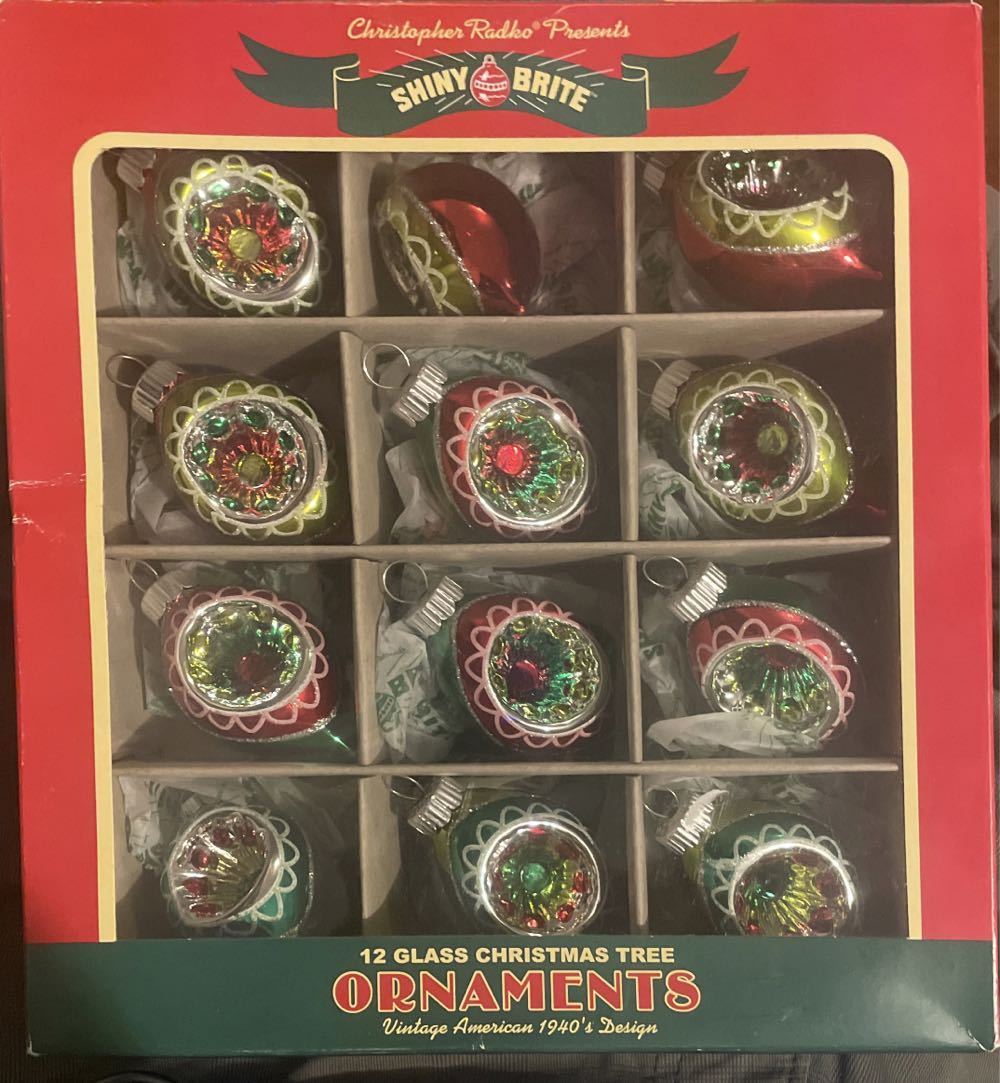 Christopher Radko - Shiny Brite - (Set 3) - Holiday Splendor - Reflector Tulips - Lime Green, Silver, Green, White, Red - Holiday Splendor (Reflector Tulip) ornament collectible - Main Image 3