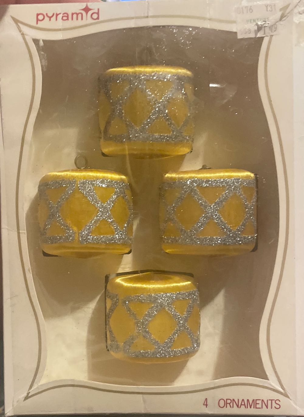 Pyramid - Decorative Ornaments - Drum - Yellow & Silver - Drum (Satin Sheen) ornament collectible - Main Image 2