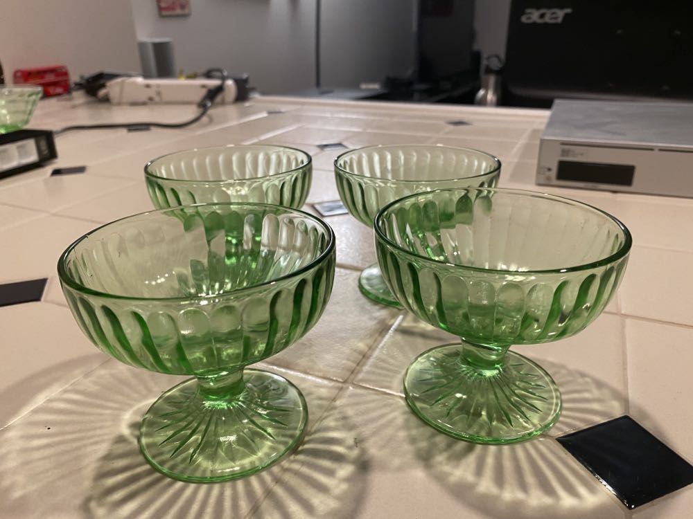 Hazel Atlas Aurora Green Pattern Sherbet  ornament collectible - Main Image 2