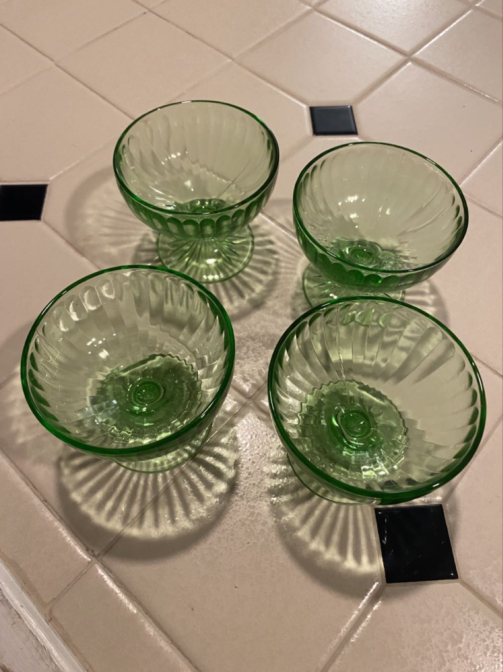 Hazel Atlas Aurora Green Pattern Sherbet  ornament collectible - Main Image 4