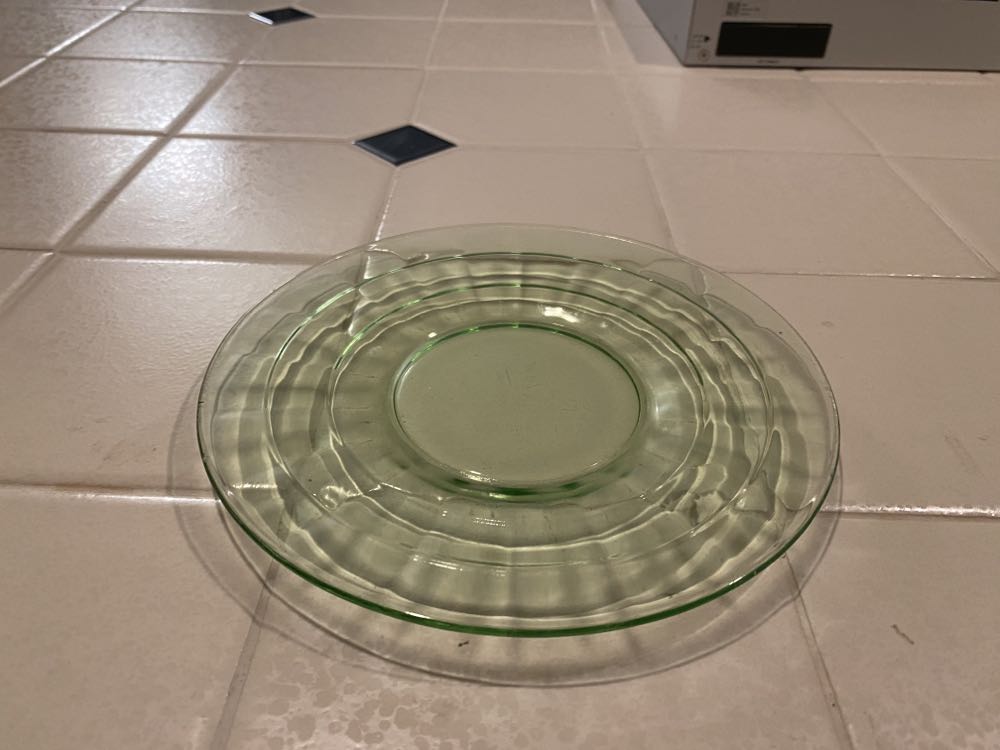 Hocking Glass Block Optic Pattern Green Luncheon Plate 6”  ornament collectible - Main Image 4