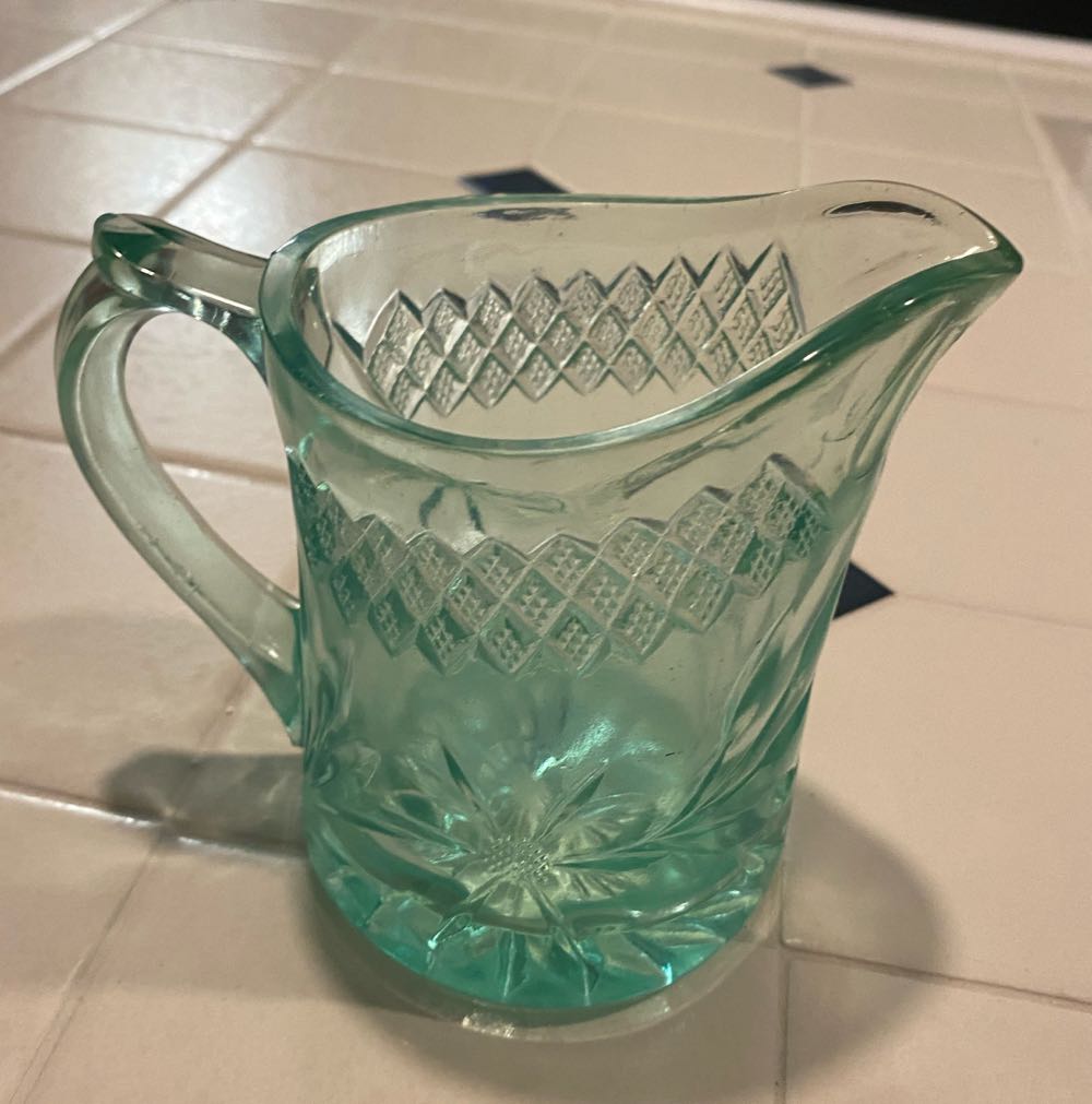 US Glass Floral & Diamond Band Pattern Creamer  ornament collectible - Main Image 2
