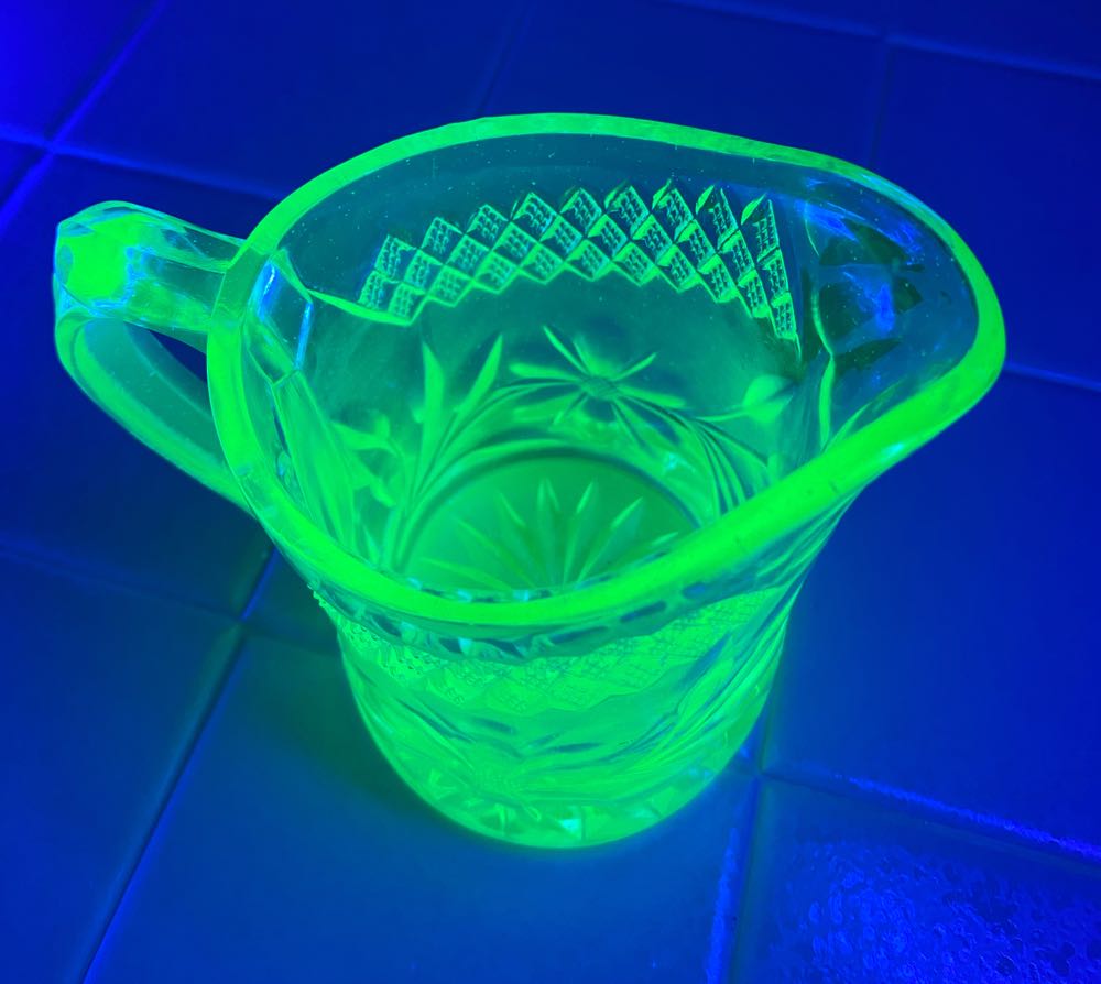 US Glass Floral & Diamond Band Pattern Creamer  ornament collectible - Main Image 3