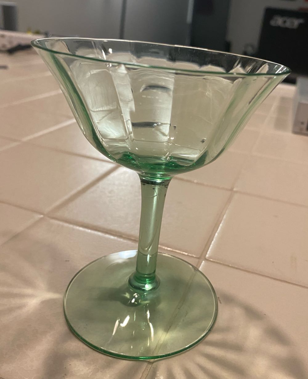 Tiffin Green Depression Glass Champagne Glasses  ornament collectible - Main Image 2